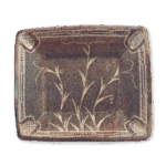 Gray Shino dish with flowering grass design