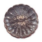 Gray Shino dish with flowering grass design