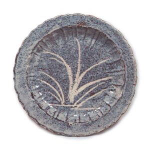 Gray Shino dish with flowering grass design