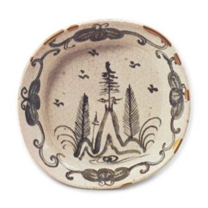 Shino bowl with landscape design