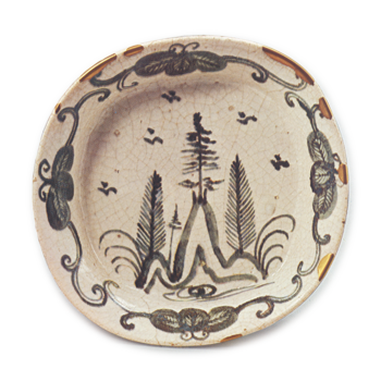 Shino bowl with landscape design