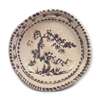 Shino bowl with pine-tree design