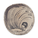 Shino bowl with reed and heron design