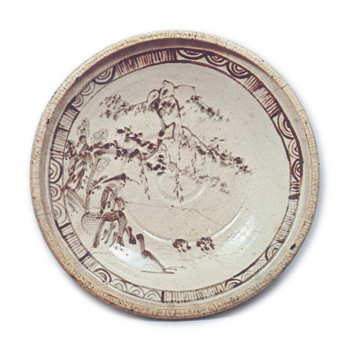 Shino large bowl with angler design