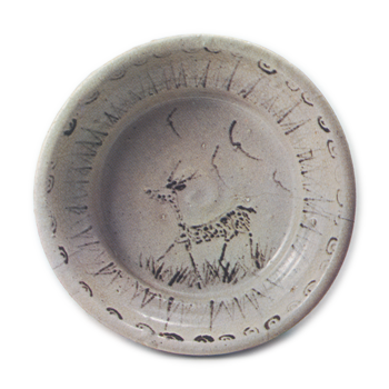 Shino bowl with deer design