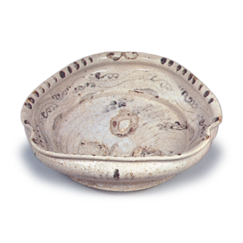 Shino bowl with pavilion and landscape design