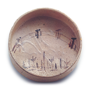 Shino bowl with bridge design