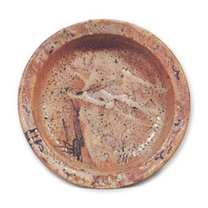 Pink Shino bowl with tree design