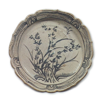 Shino bowl with autumn grass design