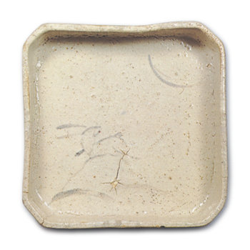 Shino bowl with moon and here design