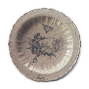 Shino dish with kirin (chimera) design