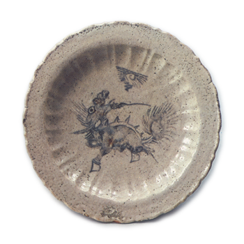 Shino dish with kirin (chimera) design
