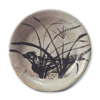 Shino dish with pheasant design