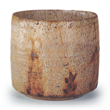 Shino muközuke (small dish or bowl for vinegared food) bowl with bamboo shoot design, known as "Tamagawa"