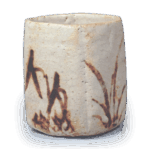 Shino mukōzuke bowl with flowering grass design