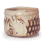 Shino mukozuke bowl with basketwork and bamboo desin