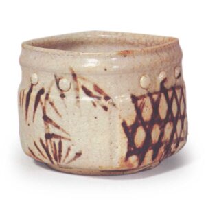 Shino mukozuke bowl with basketwork and bamboo desin