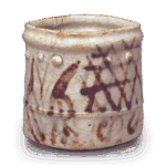 Shino muközuke bowl with water-plantain and basketwork design