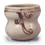 Shino mukozuke bowl with scrolling grass design