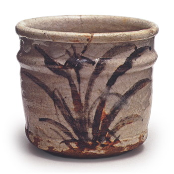 Shino wine cup with iris design