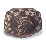 Gray Shino mukōzuke dish with miscanthus design