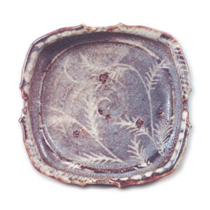 Gray Shino muközuke dish with grass design