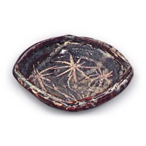 Gray Shino mukozuke dishes with bamboo design