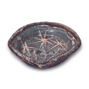 Gray Shino mukozuke dishes with bamboo design