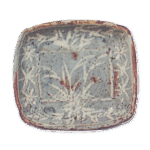 Gray Shino mukozuke dish with reed design