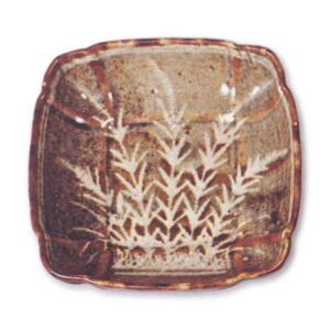 Gray Shino muközuke dishes with grass design