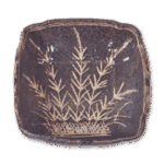 Gray Shino muközuke dishes with grass design