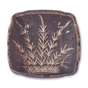 Gray Shino muközuke dishes with grass design