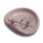 Shino mukōzuke dish with plum-tree and uguisu (bush warbler) design
