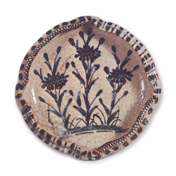 Shino mukozuke dish with wild chrysanthemum design