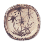 Shino mukozuke dish with bamboo design