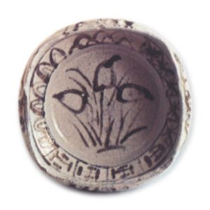 Shino mukozuke dish with flowering grass design