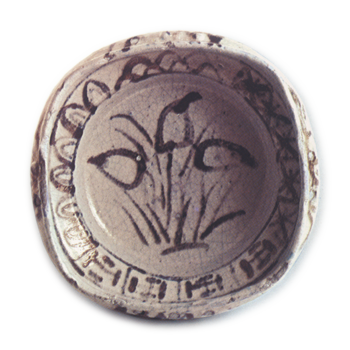 Shino mukozuke dish with flowering grass design