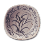 Shino mukozuke dish with miscanthus design