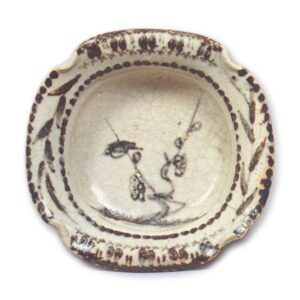 Shino mukozuke dish with plum-tree and uguisu (bush warbler) design