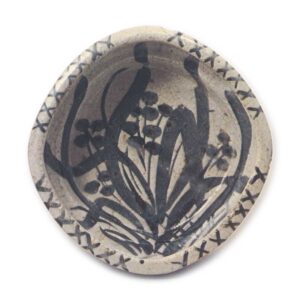 Shino mukozuke dish with flowering grass design