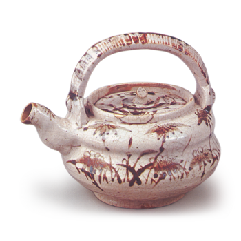 Shino wine pot with bamboo design