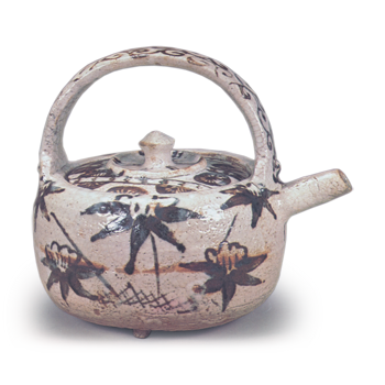 Shino wine pot with bamboo design