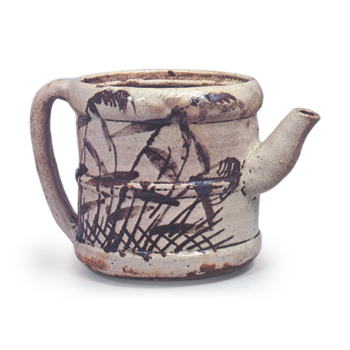 Shino wine pot with reed design