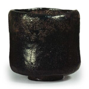 Chōjiro: cylindrical tea bowl, Black Raku