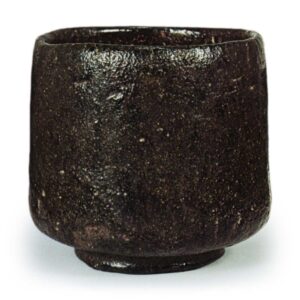 Chojiro: cylindrical tea bowl, known as "Koke-shimizu", Black Raku