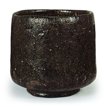 Chojiro: cylindrical tea bowl, known as "Koke-shimizu", Black Raku