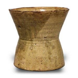 Yellow Seto drum-shaped water jar