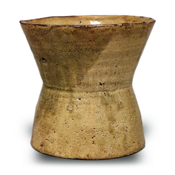 Yellow Seto drum-shaped water jar