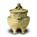 Yellow Seto incense burner in shishi (imaginary animal like a lion)