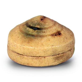 Yellow Seto incense caddy in nebuto (short, fat hōshu) shape